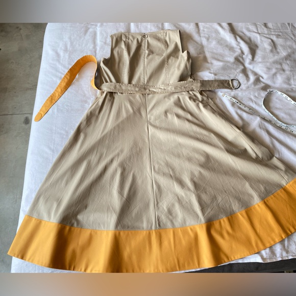 🆕 Akris Punto Beige/Orange Cotton Colorblock Midi Dress - Picture 10 of 15